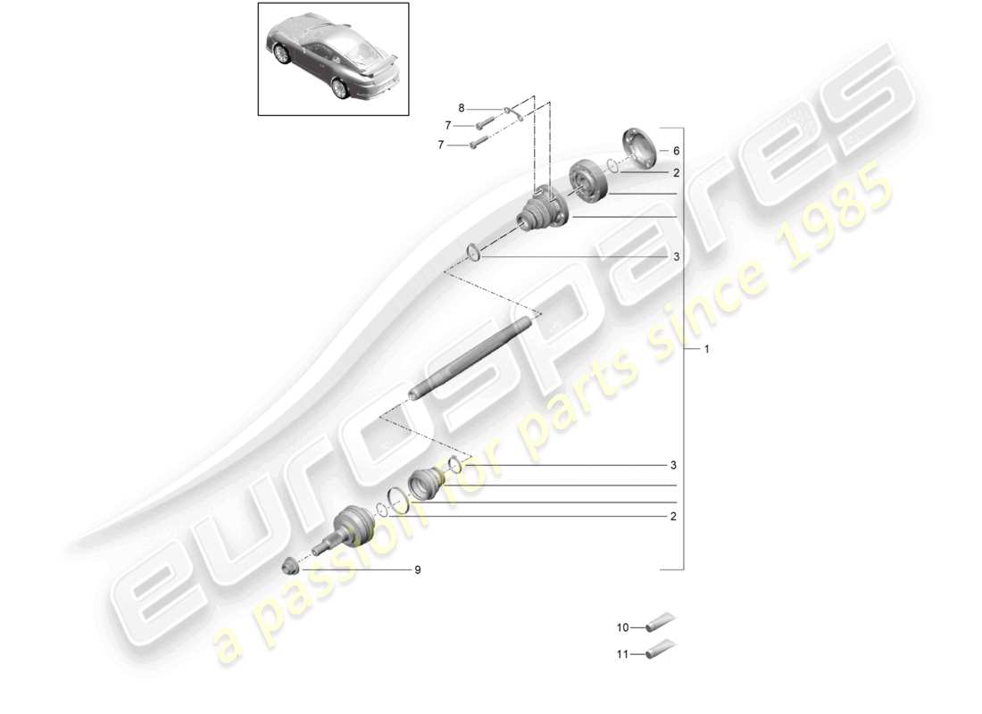 porsche 2021 (991-2 r/gt3/rs) drive shaft d - mj 2018>> part diagram