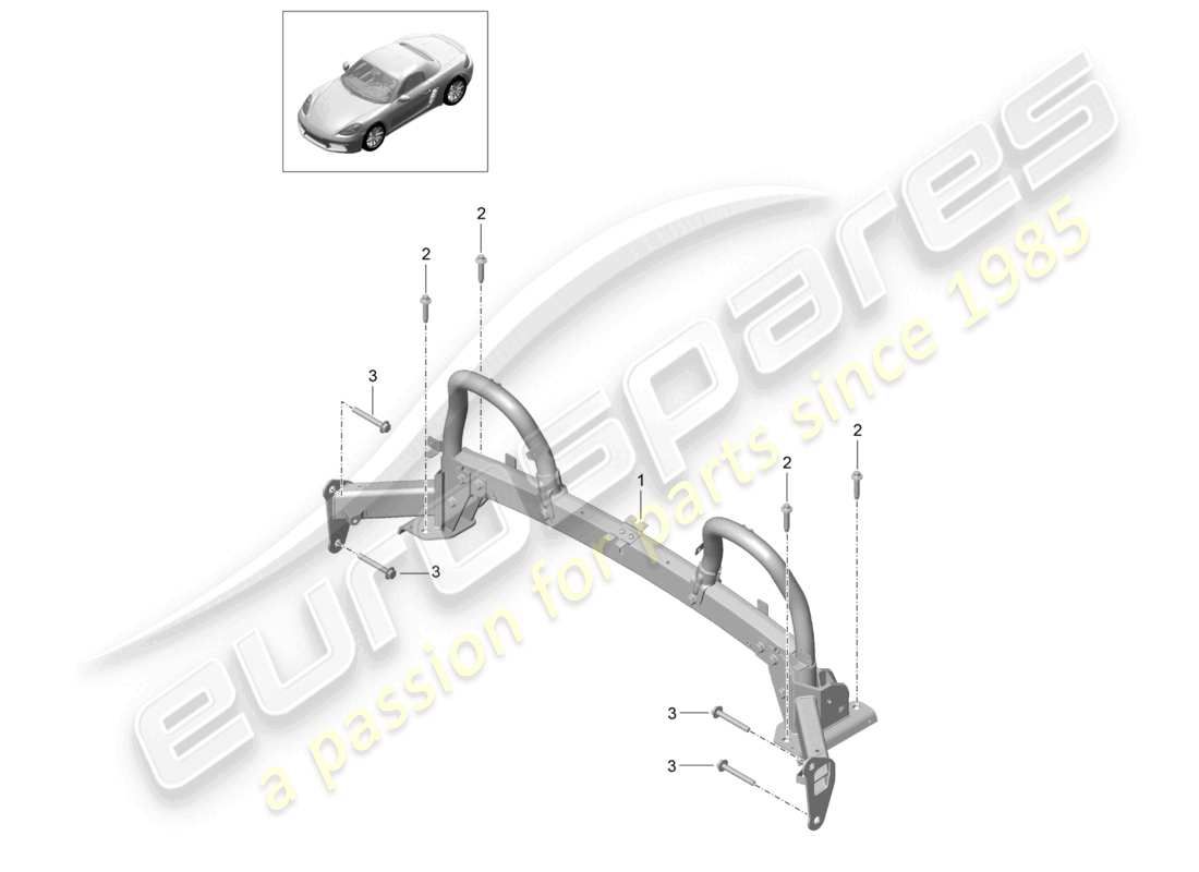 porsche 2026 (718 boxster) roll bar part diagram