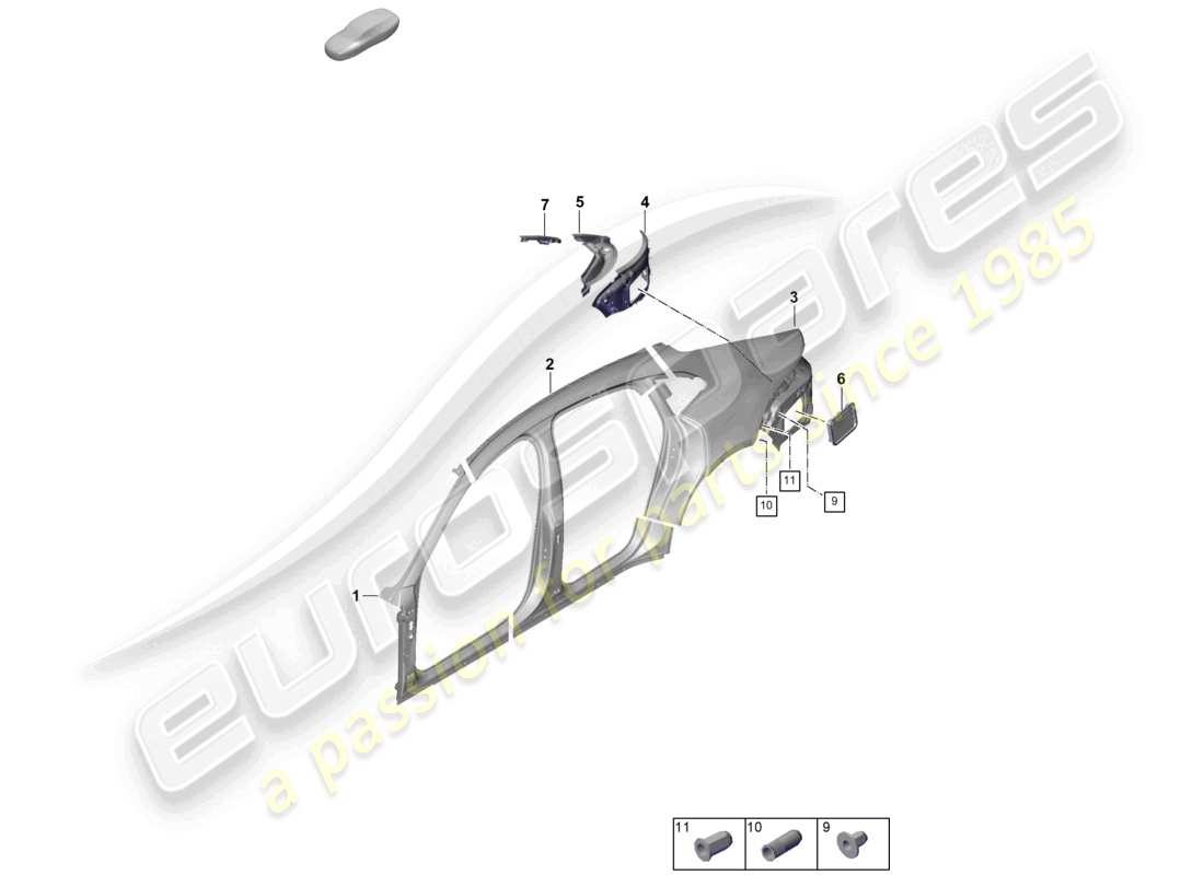 porsche 2024 (panamera 976) sectional part - side panel part diagram