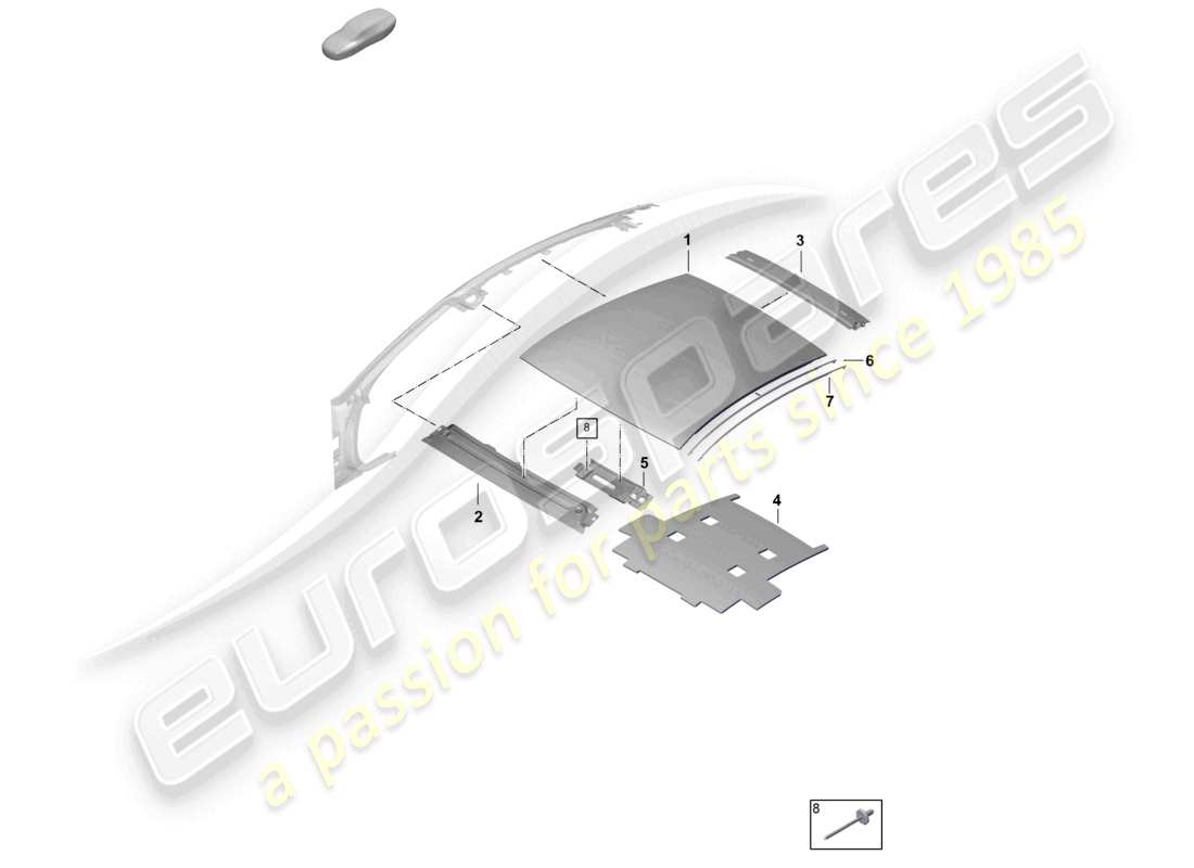 porsche 2025 (992-2 gt3) roof cross member part diagram