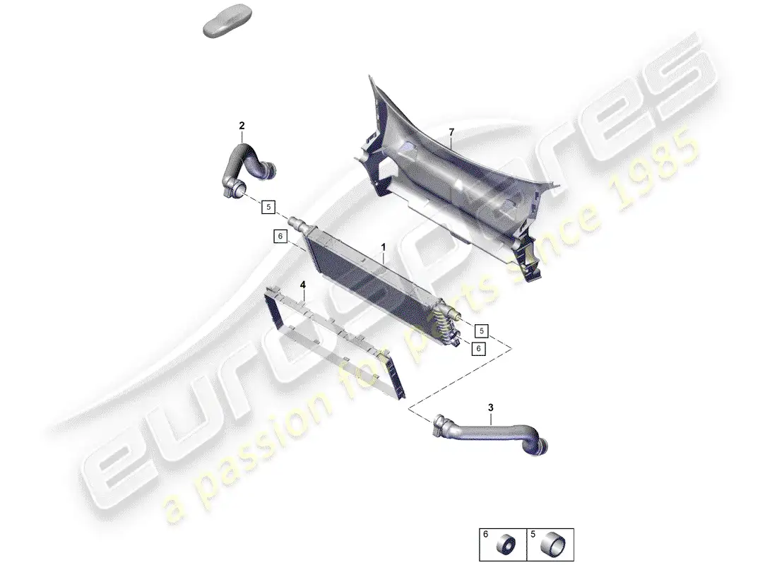 porsche 2020 (718 boxster spyder) radiator parts diagram