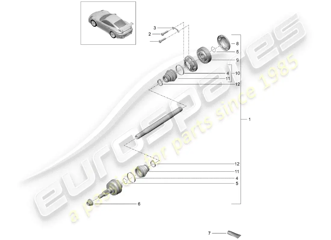 porsche 2016 (991-1 turbo) drive shaft parts diagram