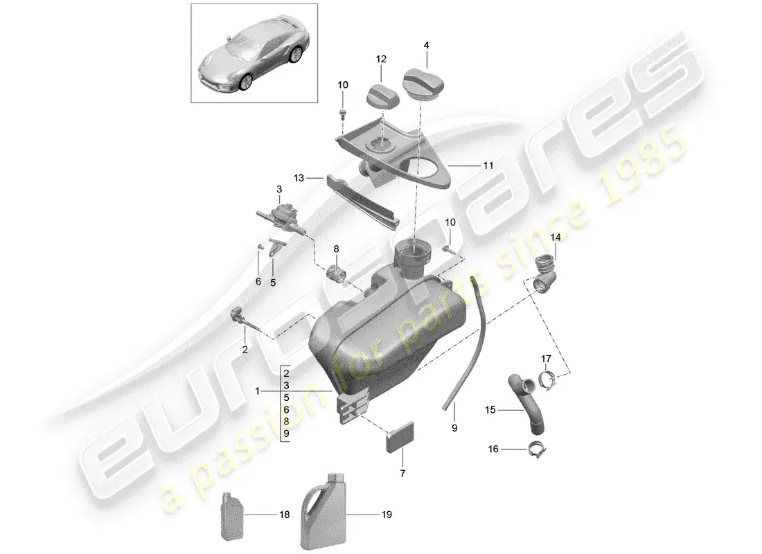 porsche 2016 (991-1 turbo) water cooling parts diagram