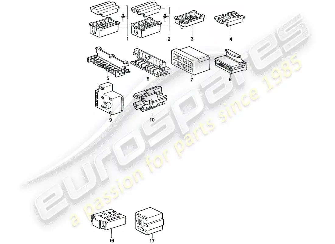 porsche 1986 (944) connector housing - 8-pole - 9-pole parts diagram