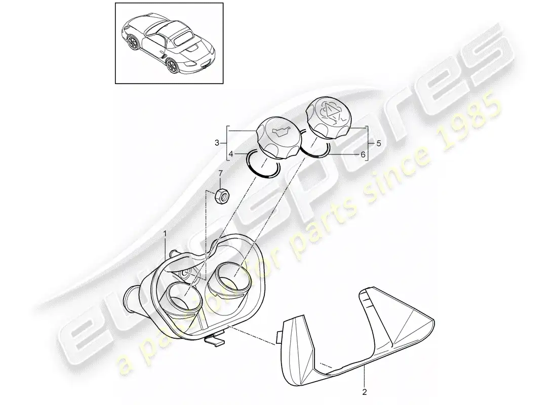 porsche 2010 (987 boxster) water cooling 4 parts diagram