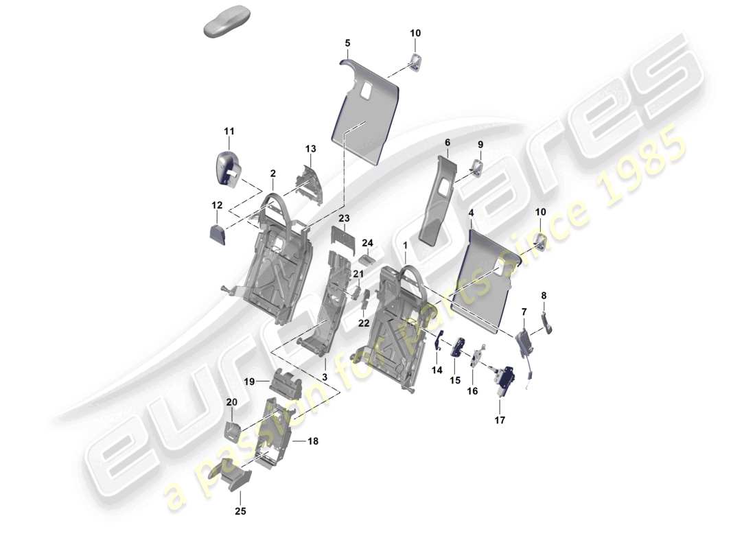 porsche 2024 (panamera 976) backrest frame 2+1 comfort seat part diagram
