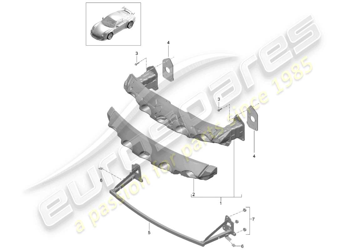 porsche 2021 (991-2 r/gt3/rs) bumper carrier front d - mj 2018>> part diagram