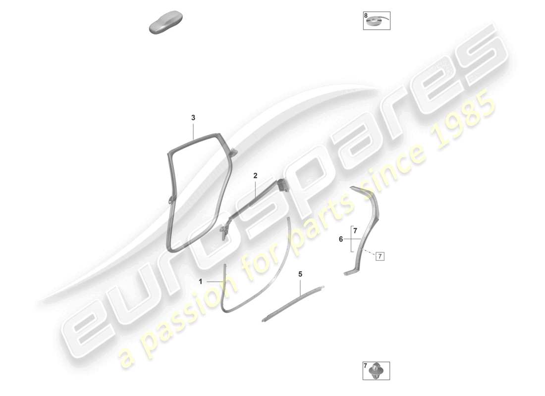porsche 2023 (taycan 9j1-1) doors rear accessories gaskets part diagram