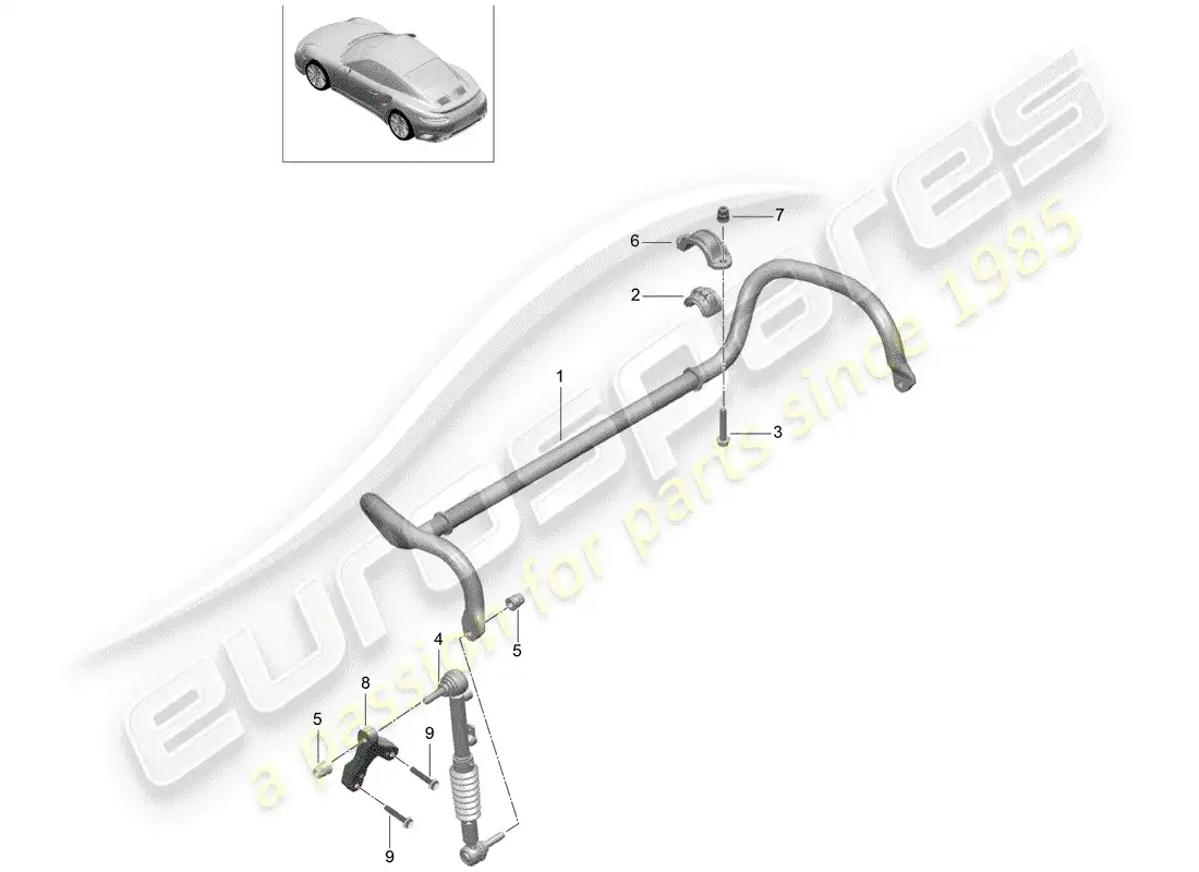 porsche 2014 (991-1 turbo) stabilizer parts diagram