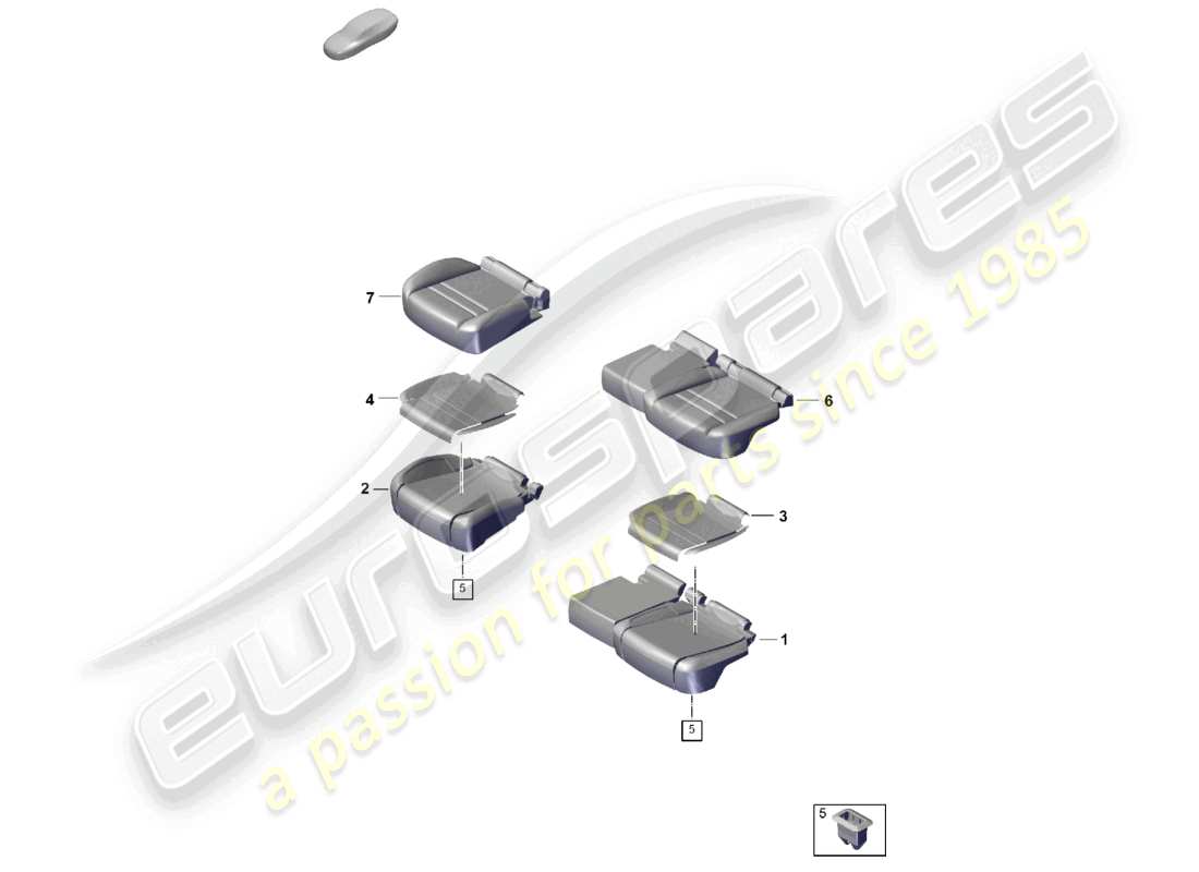 porsche 2025 (cayenne e3 pa) foam part rear seat cushion seat cover part diagram