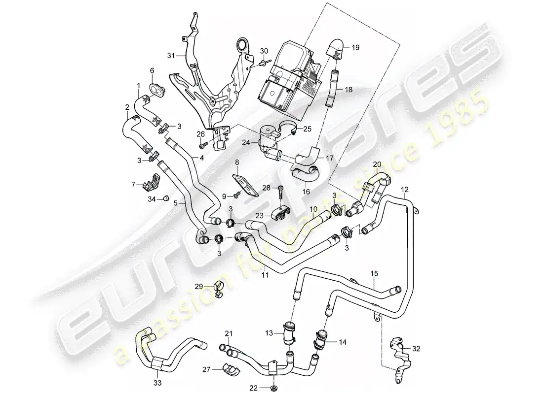 porsche 2009 (cayenne e1 9pa) heater part diagram