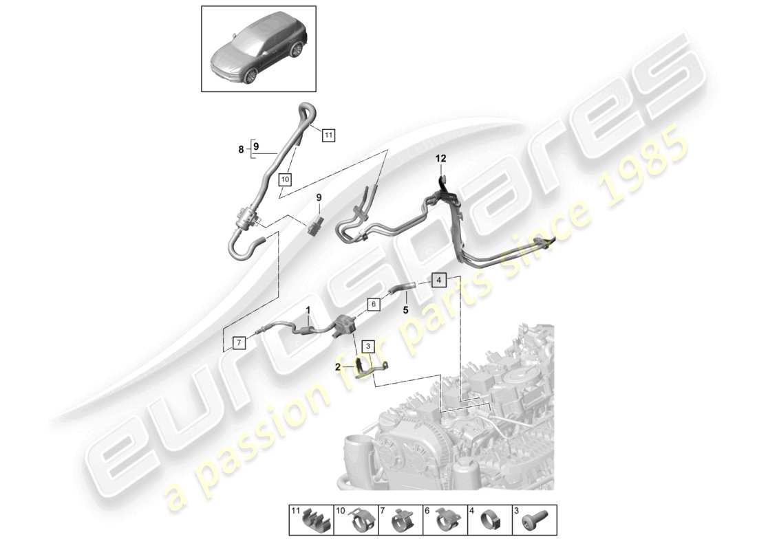 porsche 2021 (cayenne e3 9ya/9yb) breather line tank ventilation part diagram