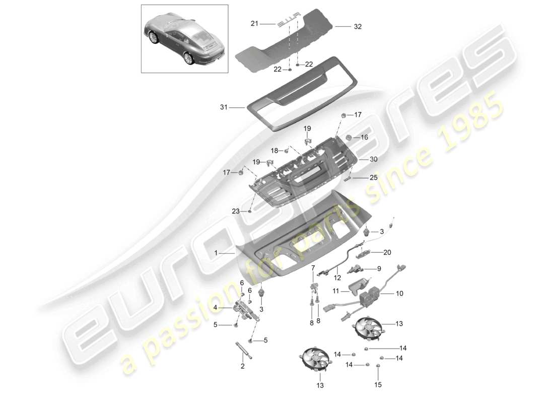 porsche 2021 (991-2 r/gt3/rs) cover rear part diagram
