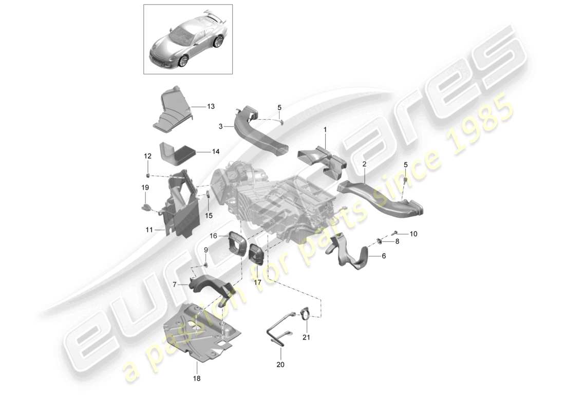 porsche 2021 (991-2 r/gt3/rs) air guide part diagram