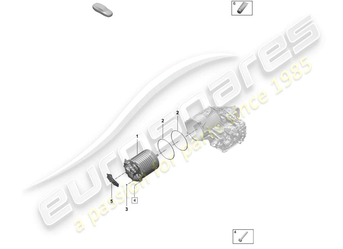 porsche 2025 (macan-e) traction motor for elec. drive rotor unit rear axle part diagram