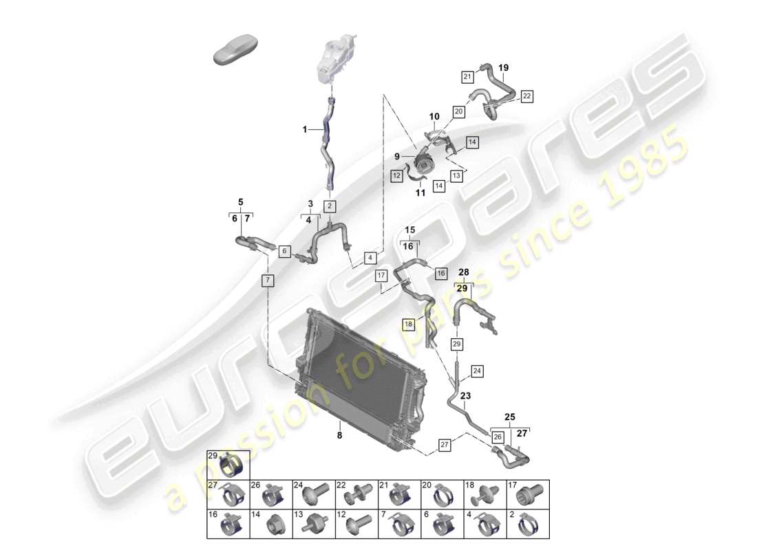 porsche 2024 (panamera 976) coolant cooling system for vehicles with hybrid drive part diagram