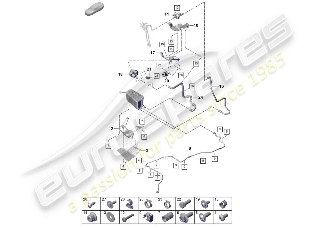 porsche 2025 (cayenne e3 pa) activated charcoal container part diagram