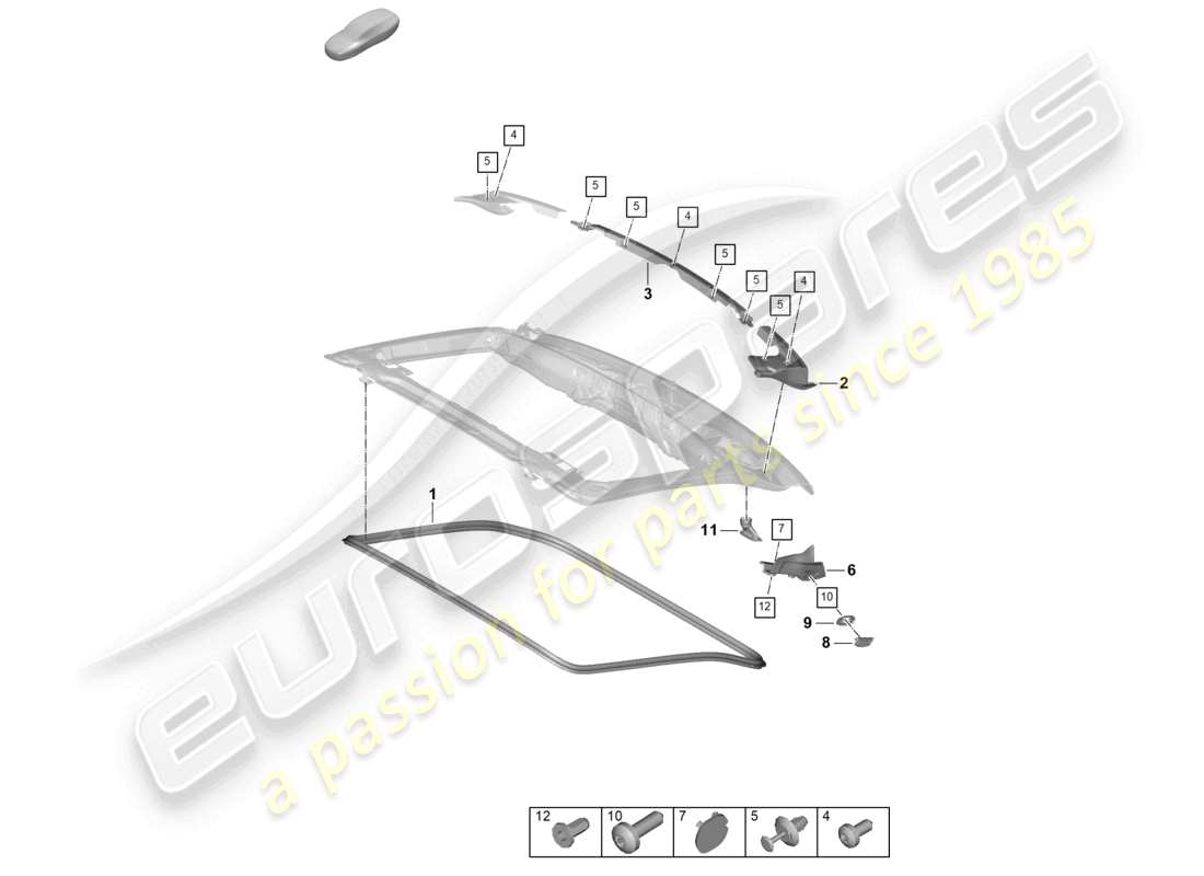 porsche 2024 (panamera 976) gaskets accessories rear lid part diagram