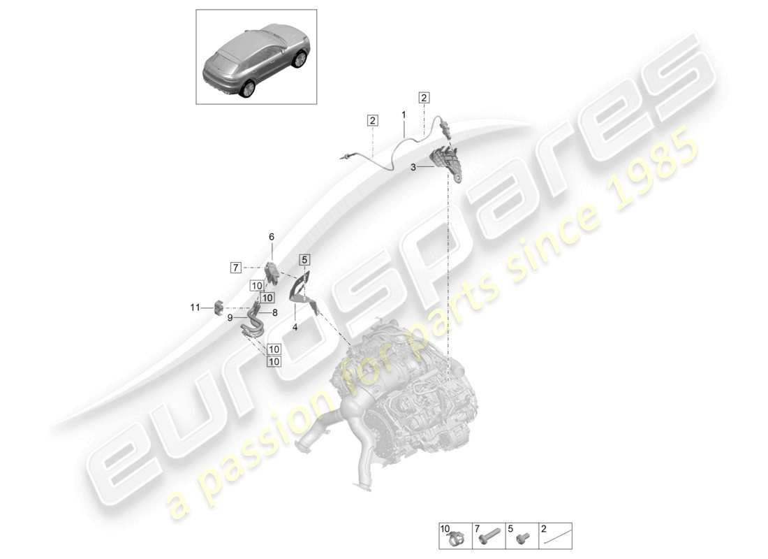 porsche 2022 (macan) pressure difference sender exhaust gas temperature sender for vehicles with a petrol particulate filter part diagram