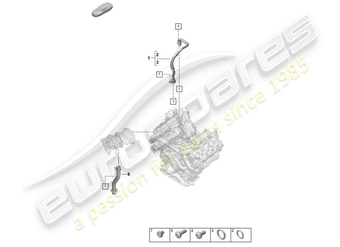 porsche 2024 (cayenne e3 pa) oil pressure line for exhaust gas turbocharger part diagram