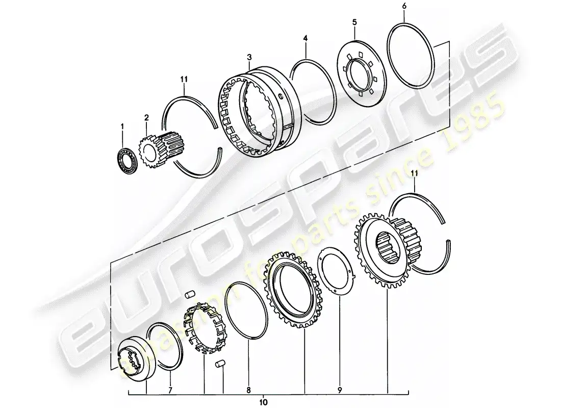 porsche 1983 (928) automatic transmission - freewheel parts diagram