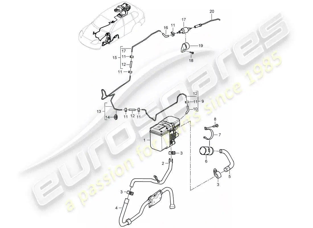 porsche 2004 (cayenne e1 9pa) additional heater parts diagram