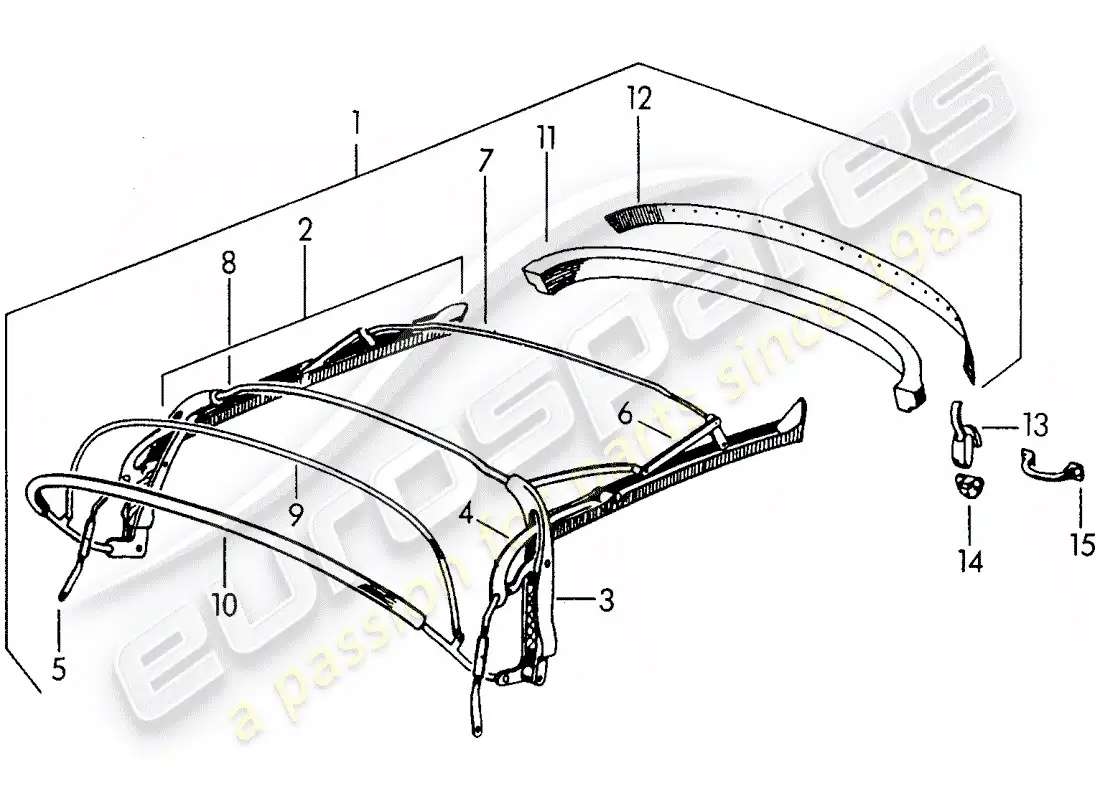 porsche 1957 (356/356a) top frame parts diagram