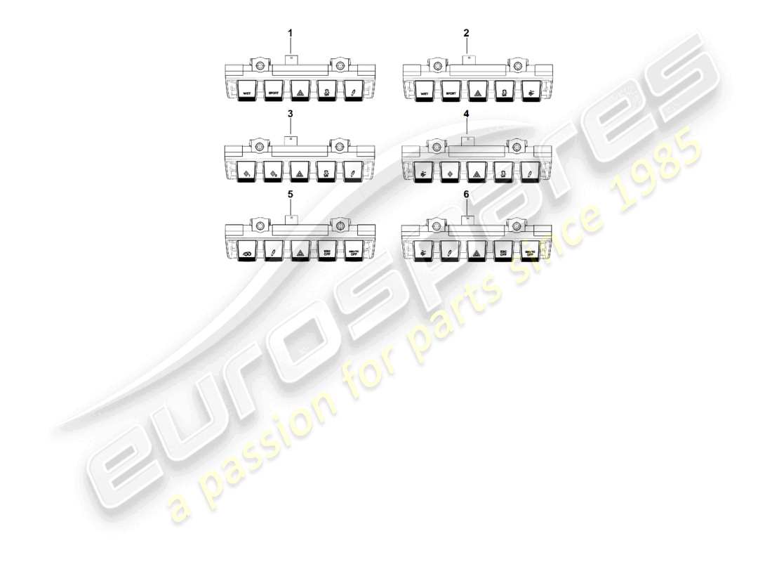 porsche 2022 (992-1 gt3/rs/st) switch module dashboard part diagram