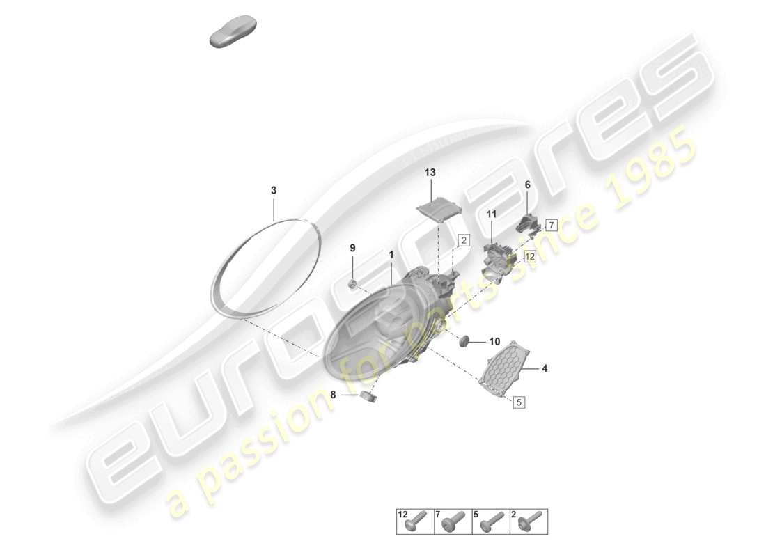 porsche 2022 (992-1 gt3/rs/st) led headlight part diagram