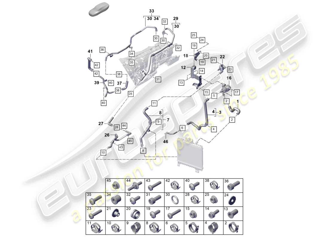 porsche 2024 (cayenne e3 pa) coolant cooling system part diagram