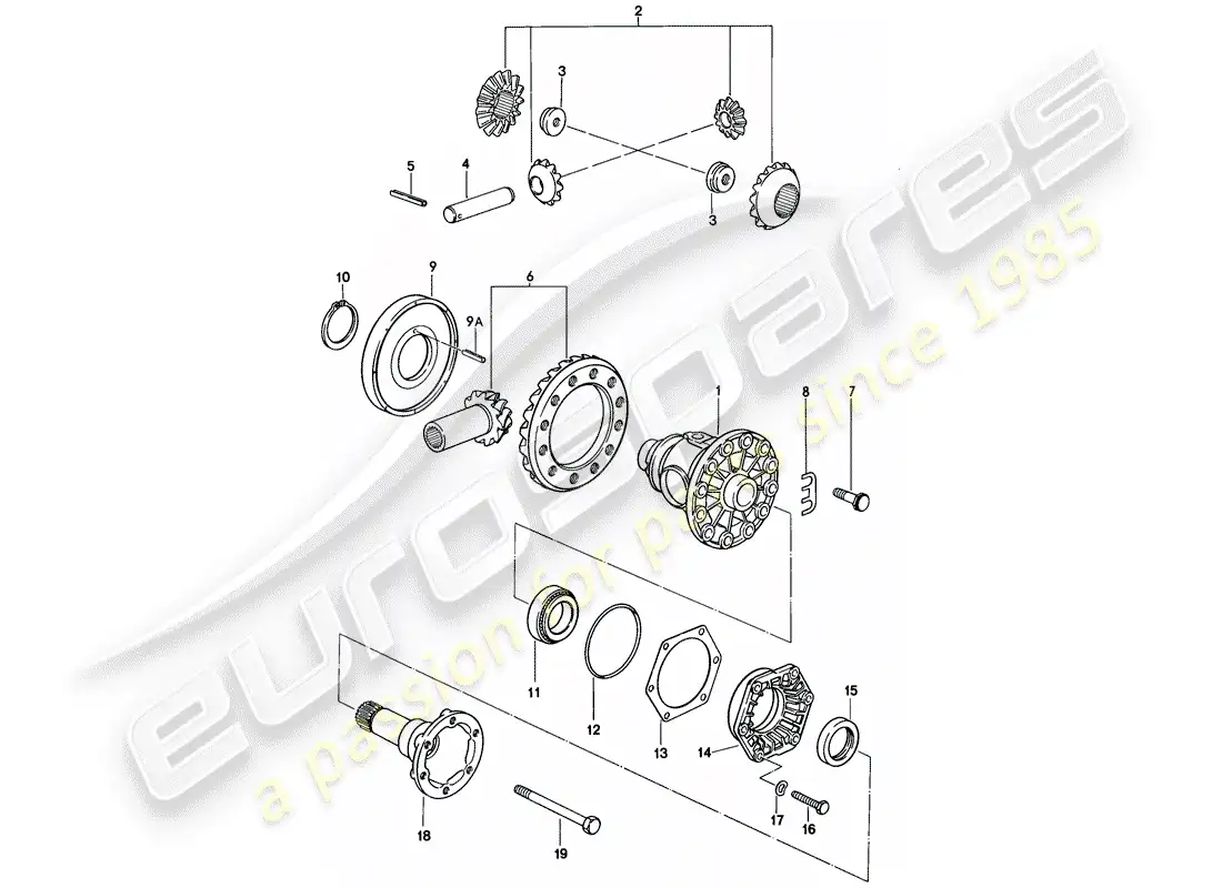 porsche 1981 (928) differential - 2 - automatic transmission parts diagram