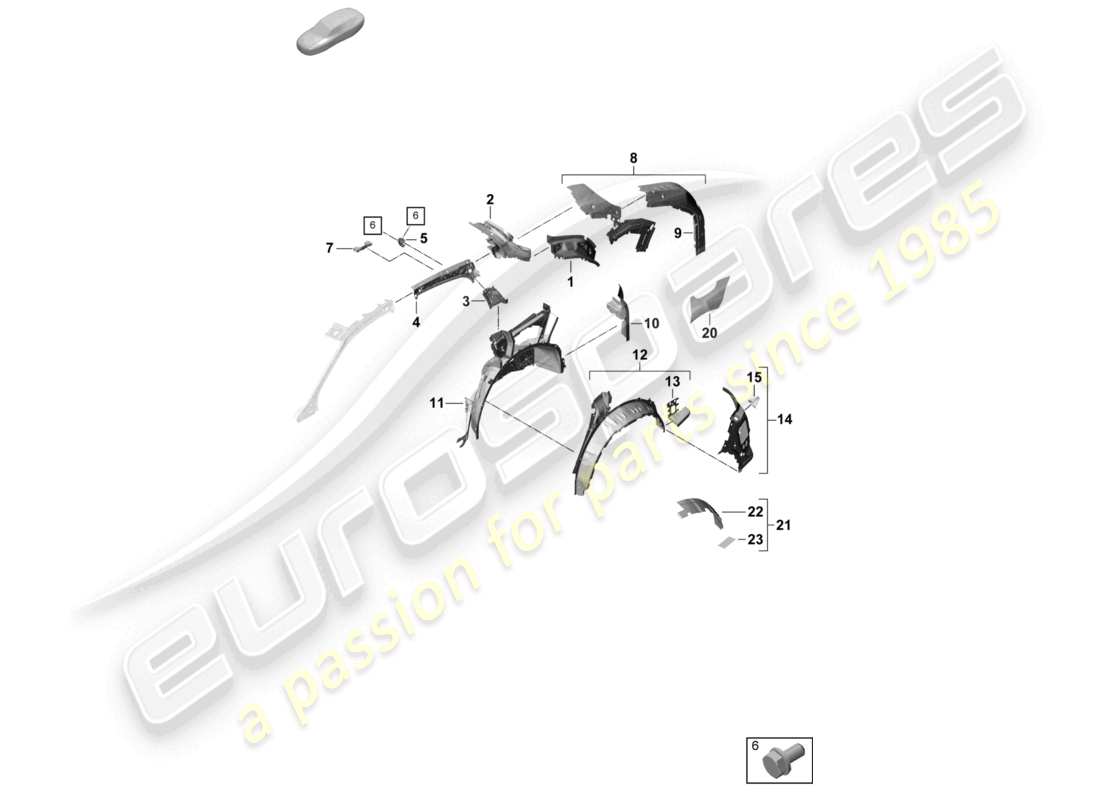 porsche 2023 (cayenne e3 pa) side part rear, inner coupe part diagram