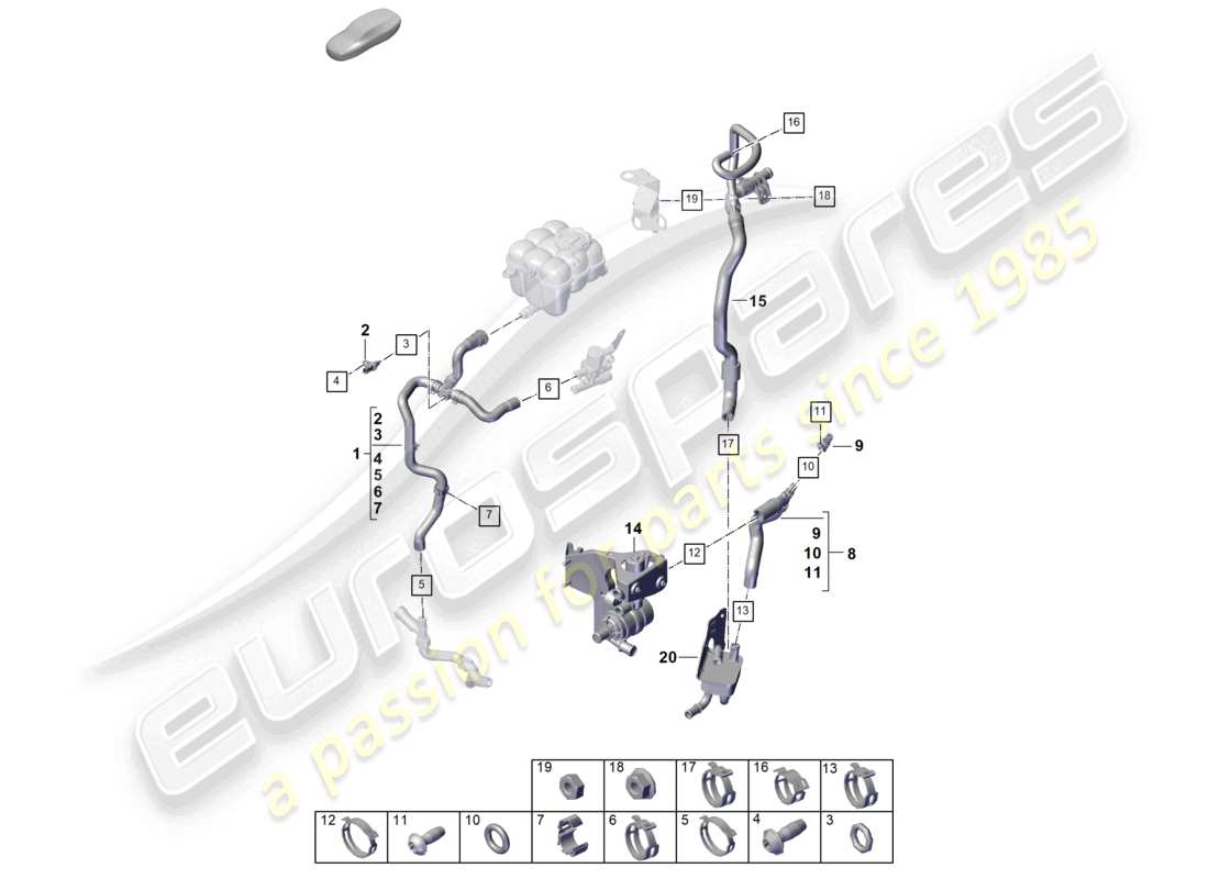 porsche 2024 (cayenne e3 pa) coolant cooling system part diagram