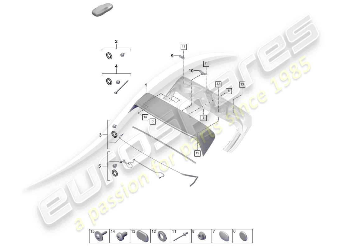 porsche 2024 (cayenne e3 pa) rear spoiler basic roof part diagram