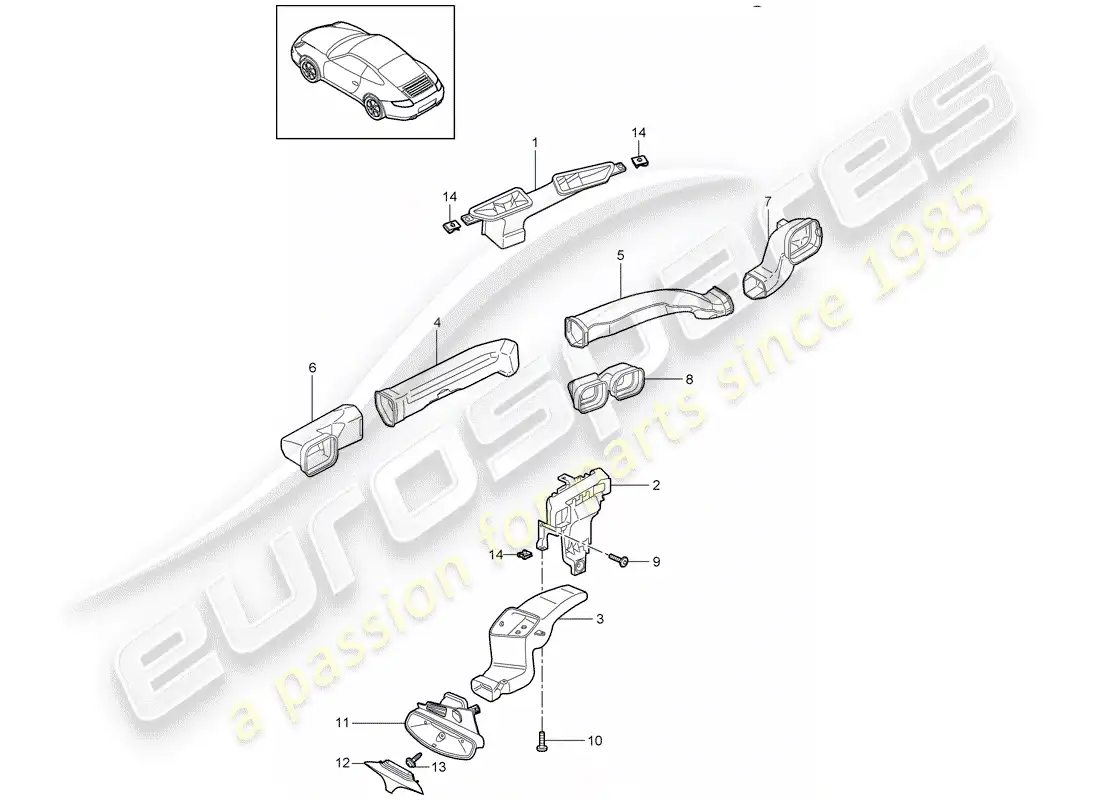 porsche 2011 (997-2) air distributor parts diagram