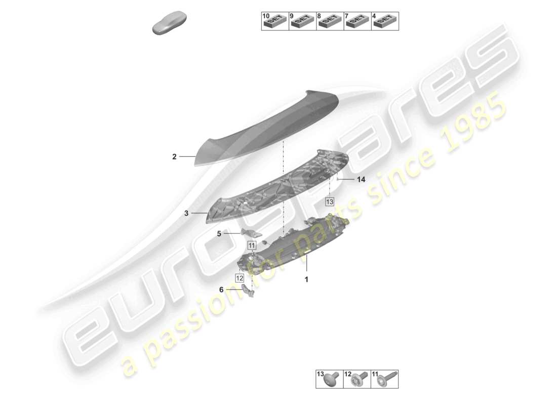 porsche 2024 (992-1) rear spoiler parts diagram