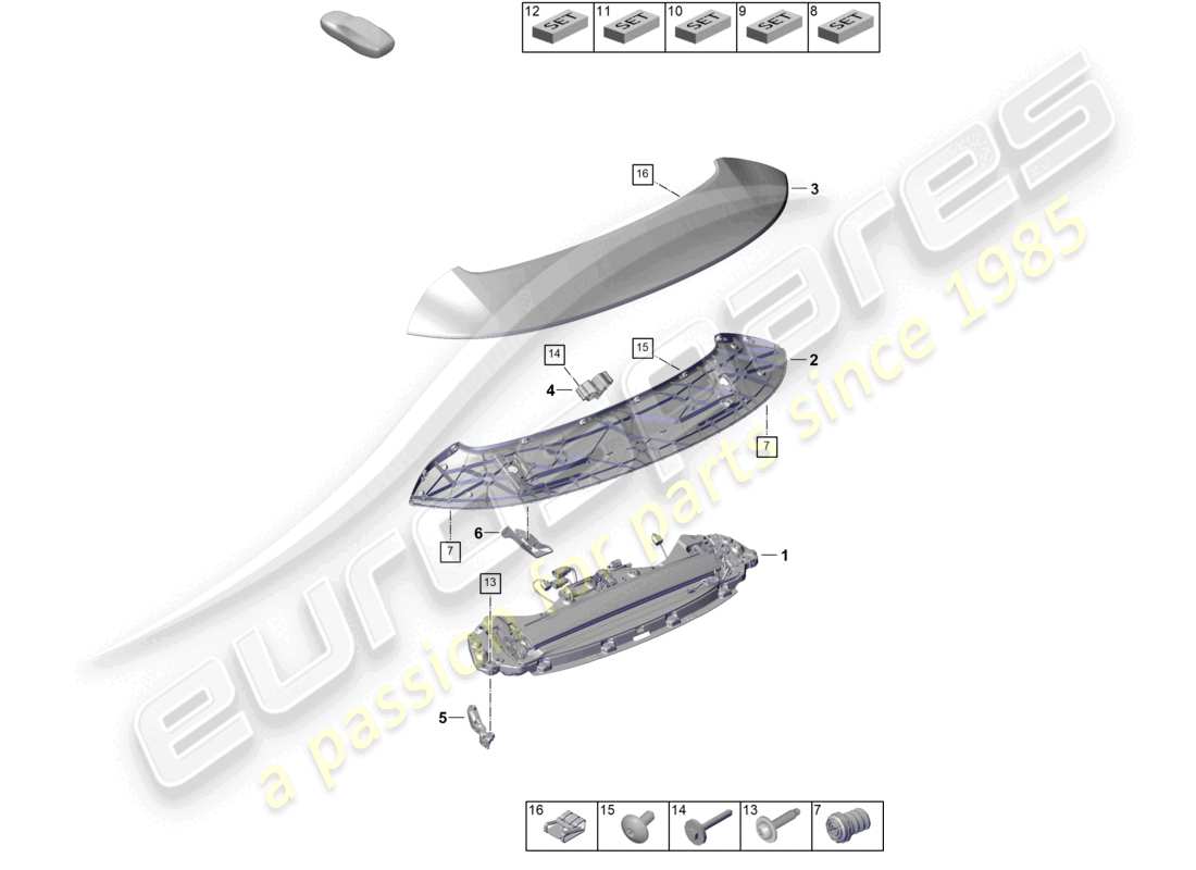 porsche 2024 (992-2) rear spoiler part diagram