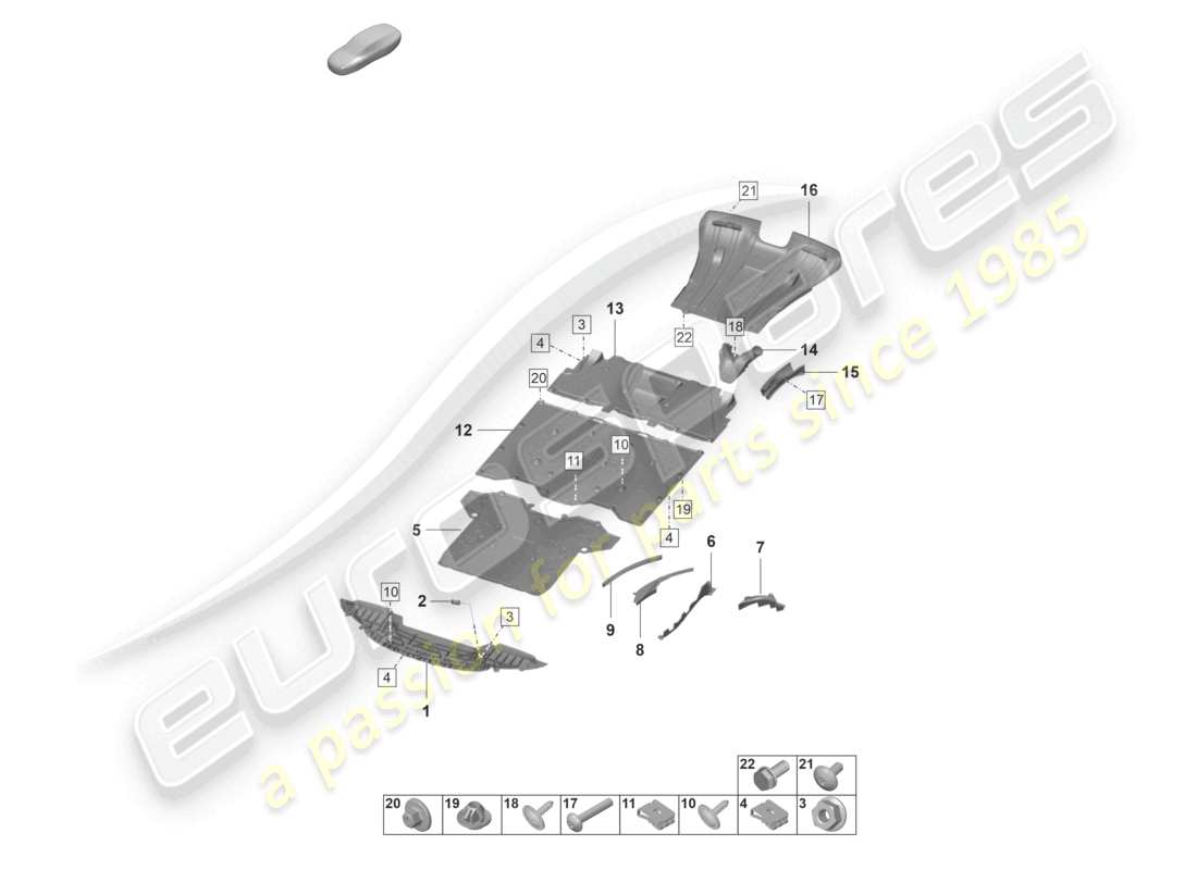 porsche 2024 (992-2 gt3/rs/st) underbody trim part diagram