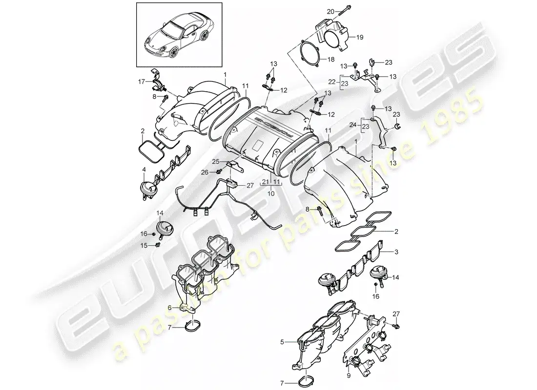 porsche 2012 (997-2) intake air distributor parts diagram