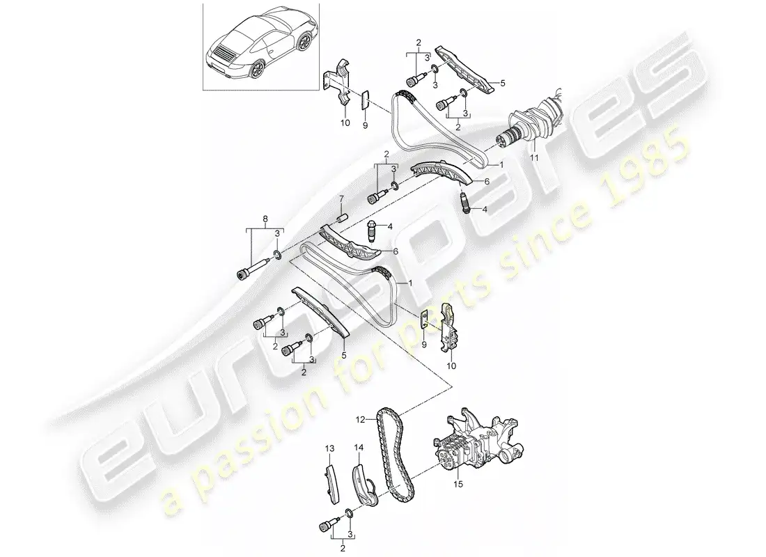 porsche 2010 (997-2) valve control parts diagram
