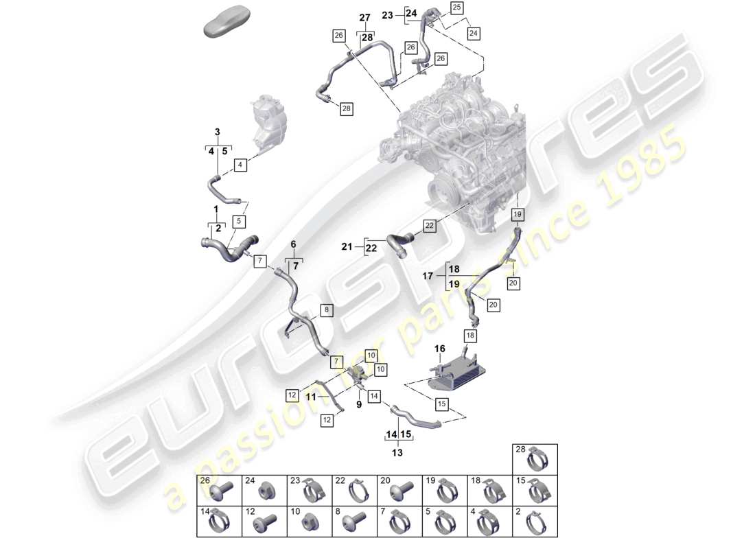porsche 2024 (panamera 976) coolant cooling system part diagram