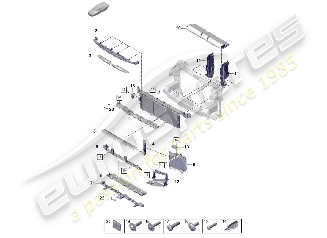 porsche 2024 (cayenne e3 pa) air guide front and plate block part diagram