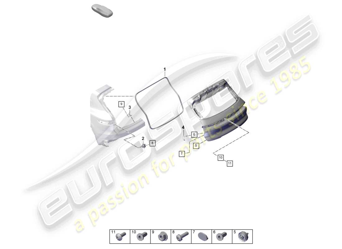 porsche 2024 (cayenne e3 pa) rear lid accessories part diagram