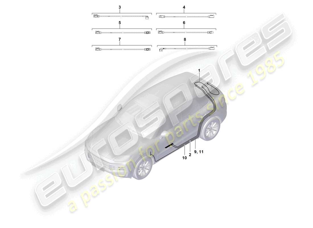 porsche 2024 (cayenne e3 pa) aerial connection line part diagram