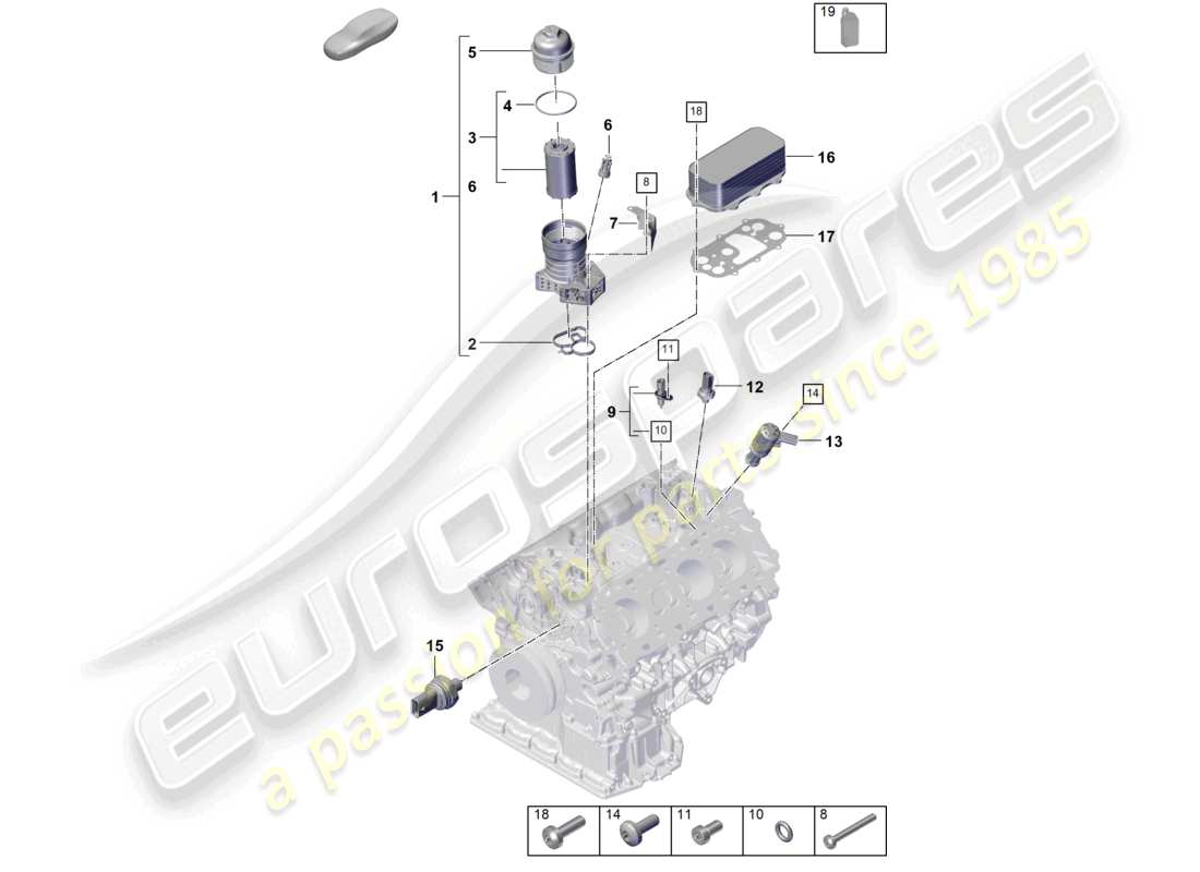 porsche 2026 (cayenne e3 pa) oil filter console oil cooler part diagram