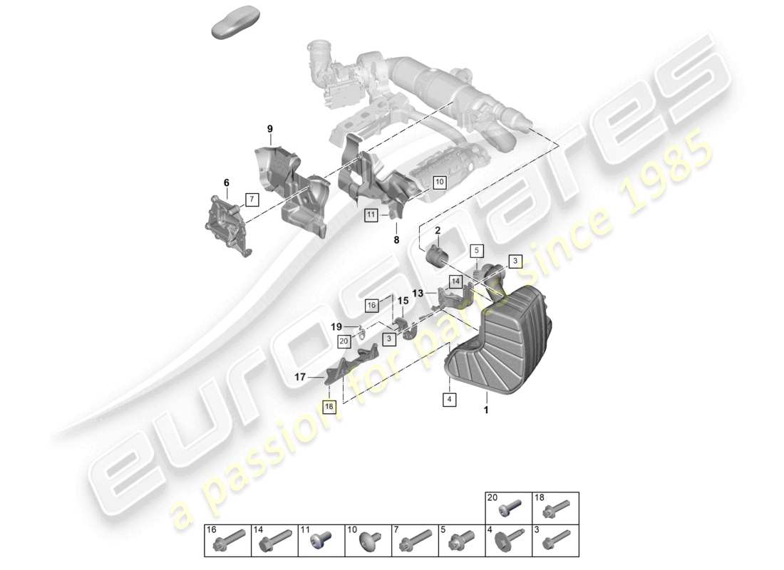 porsche 2024 (992-2) silencer for sports exhaust system part diagram