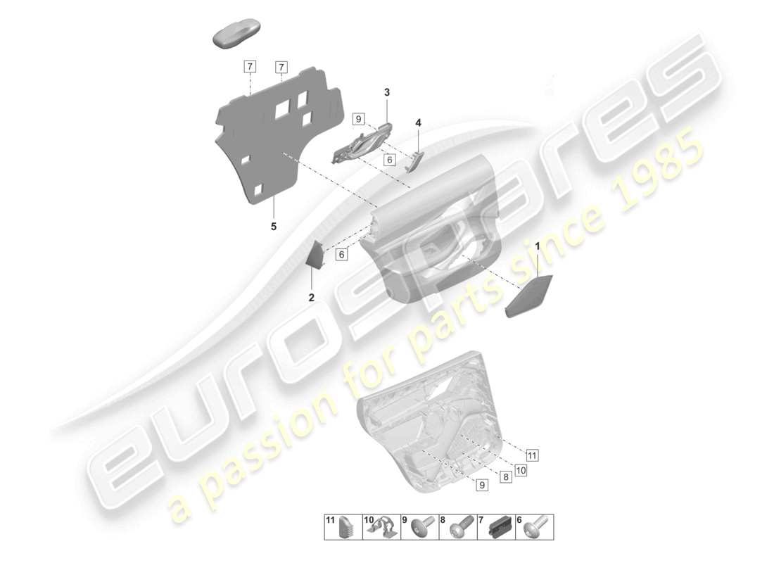 porsche 2026 (taycan 9j1-2) door panel rear accessories fasteners part diagram