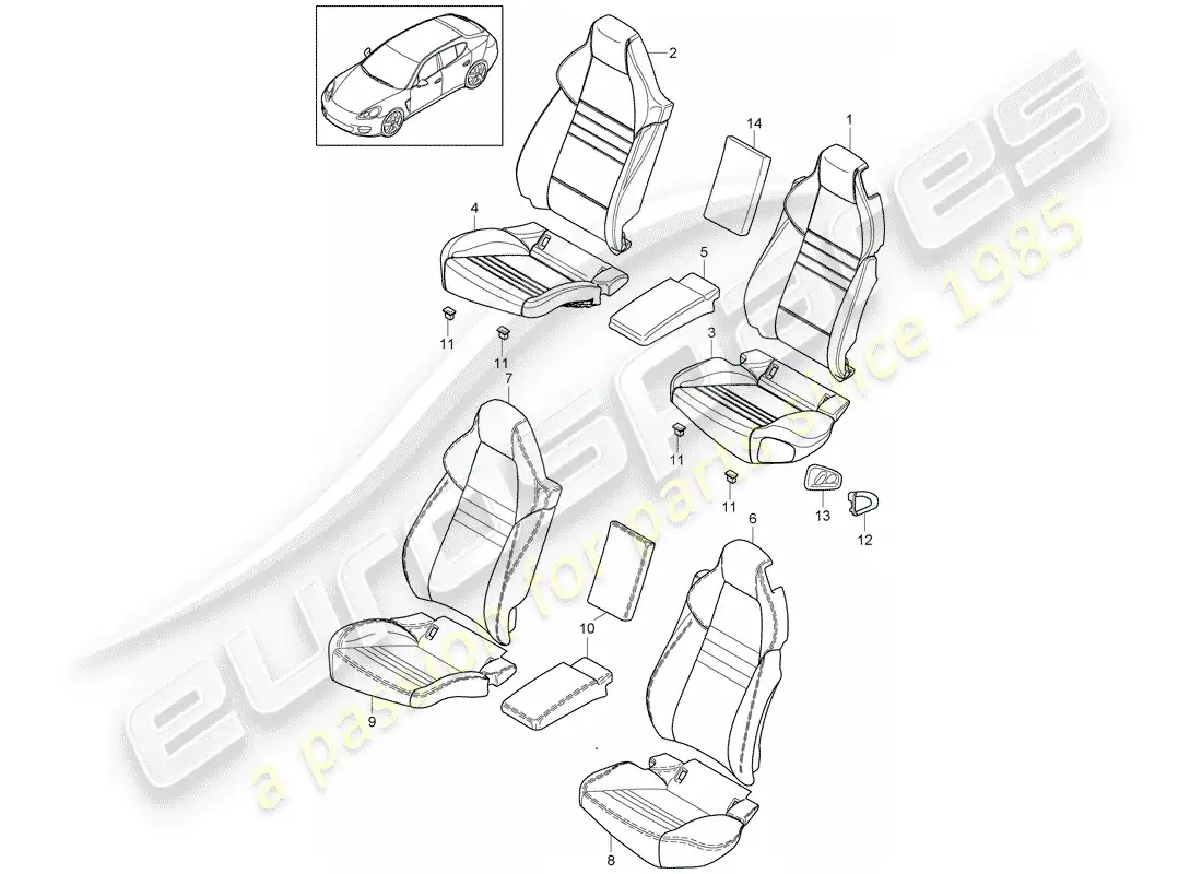 porsche 2012 (panamera 970) cover parts diagram