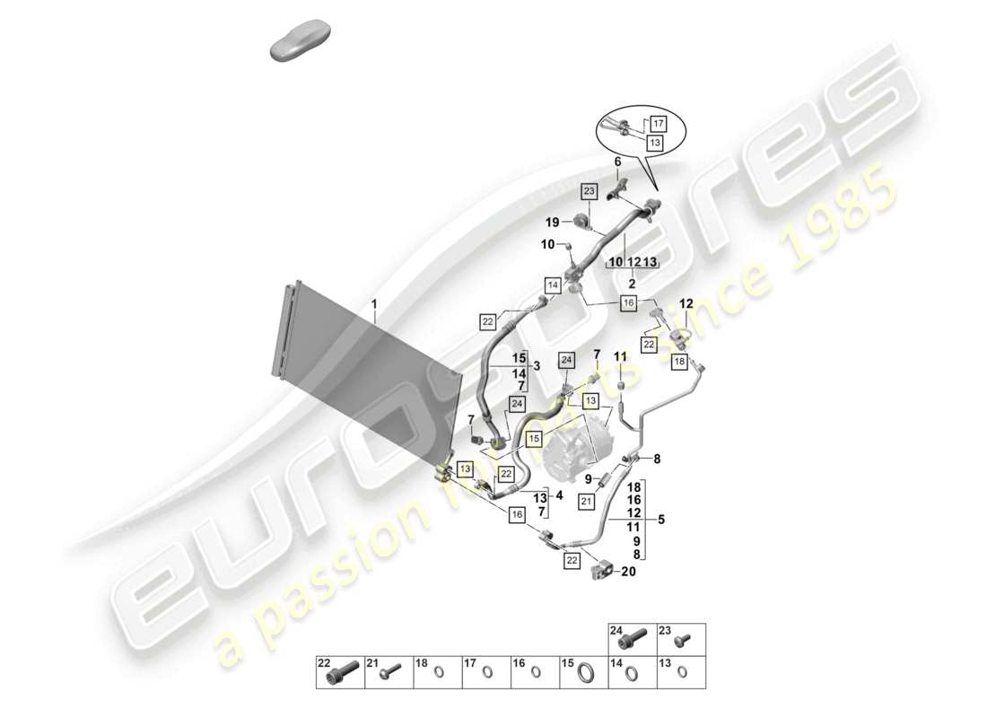 porsche 2023 (panamera 971-2) heating, air cond. system v6 2,9l turbo for vehicles with hybrid drive refrigerant circuit r1234yf coolant part diagram