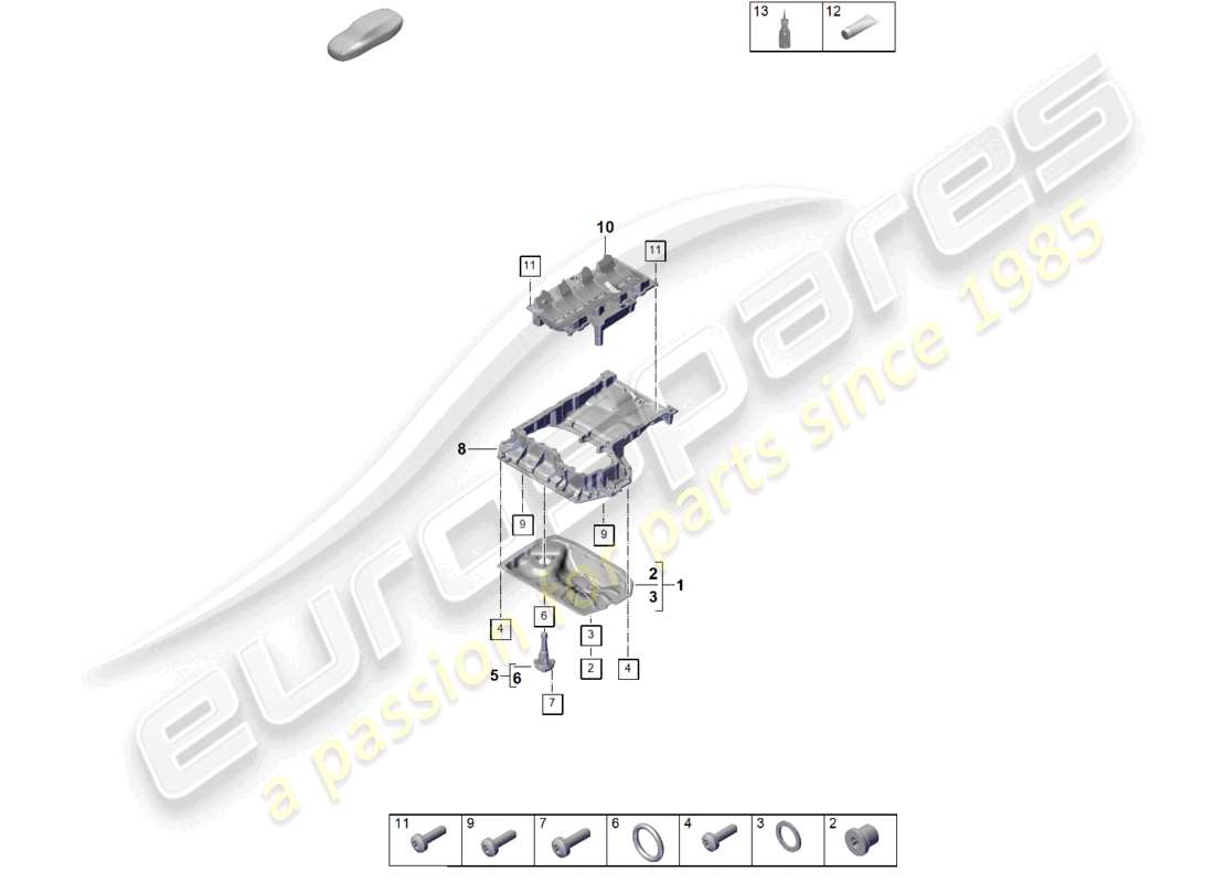 porsche 2024 (cayenne e3 pa) oil-conducting housing oil sump part diagram